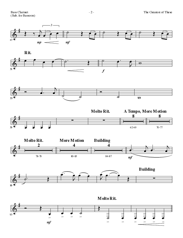 The Greatest of These (Choral Anthem SATB) Bass Clarinet (Lillenas Choral / Arr. David Clydesdale)