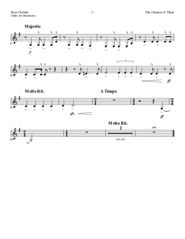 The Greatest of These (Choral Anthem SATB) Bass Clarinet (Lillenas Choral / Arr. David Clydesdale)