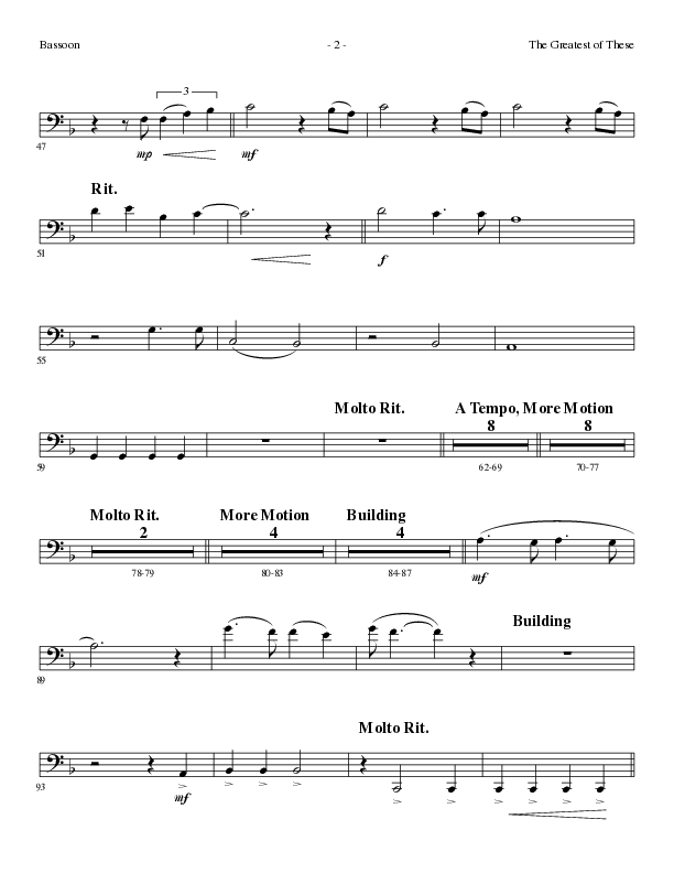 The Greatest of These (Choral Anthem SATB) Bassoon (Lillenas Choral / Arr. David Clydesdale)