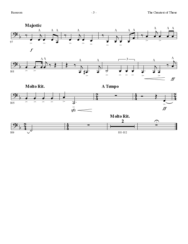 The Greatest of These (Choral Anthem SATB) Bassoon (Lillenas Choral / Arr. David Clydesdale)