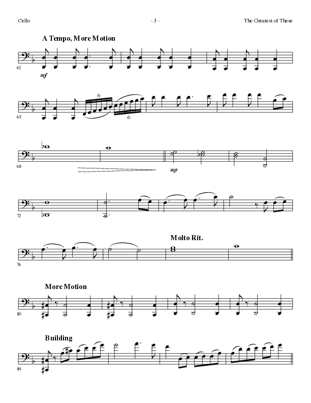 The Greatest of These (Choral Anthem SATB) Cello (Lillenas Choral / Arr. David Clydesdale)