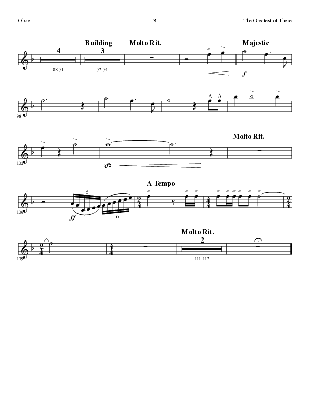 The Greatest of These (Choral Anthem SATB) Oboe (Lillenas Choral / Arr. David Clydesdale)