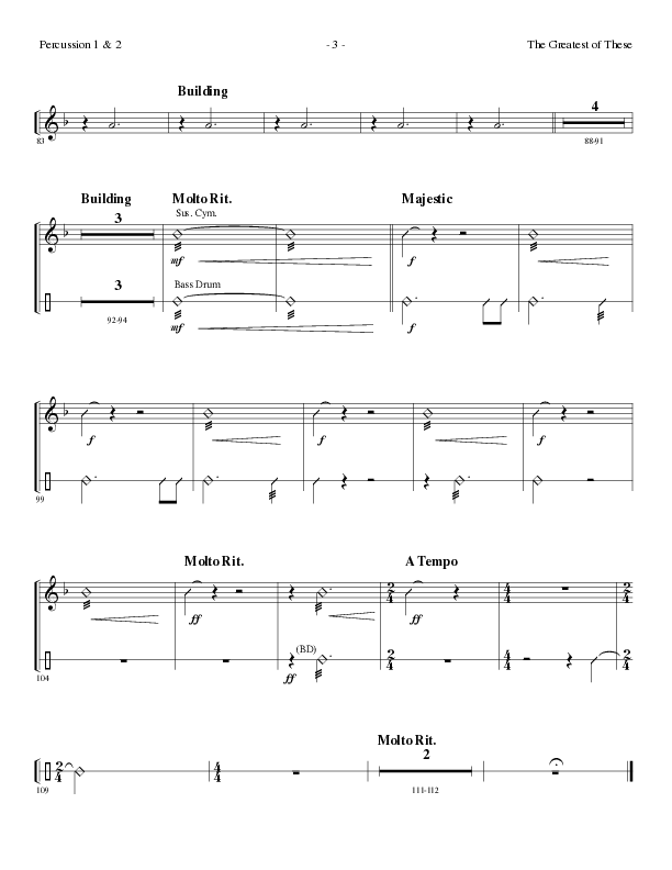 The Greatest of These (Choral Anthem SATB) Percussion (Lillenas Choral / Arr. David Clydesdale)