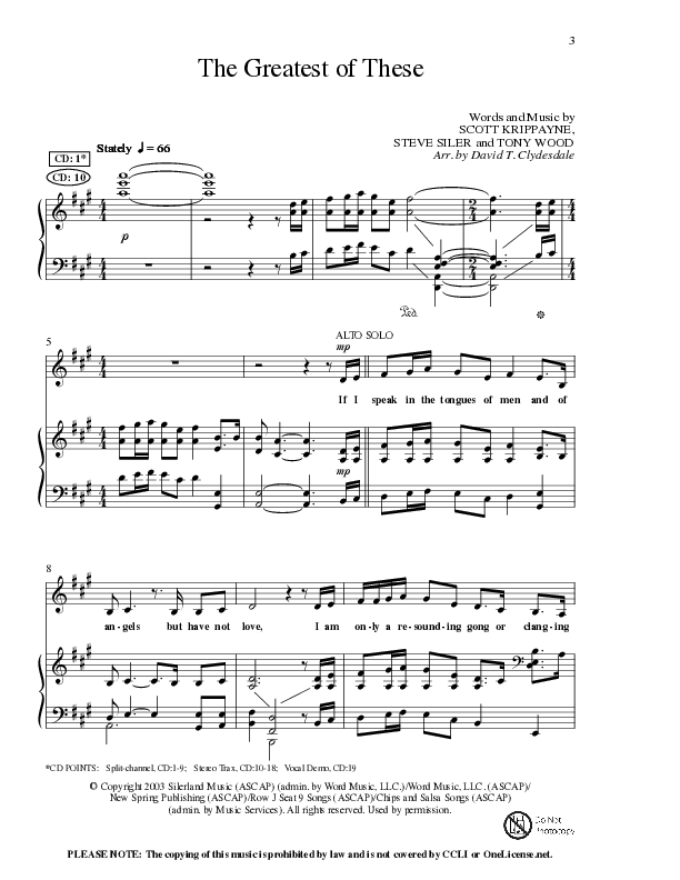 The Greatest of These (Choral Anthem SATB) Anthem (SATB/Piano) (Lillenas Choral / Arr. David Clydesdale)
