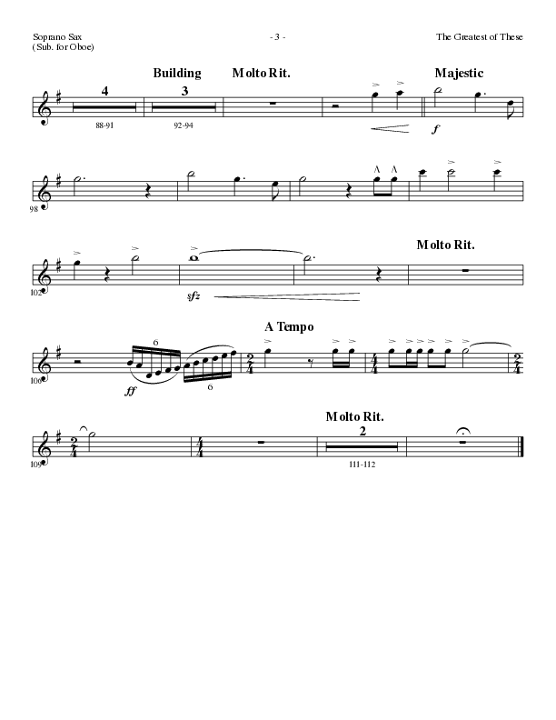 The Greatest of These (Choral Anthem SATB) Soprano Sax (Lillenas Choral / Arr. David Clydesdale)