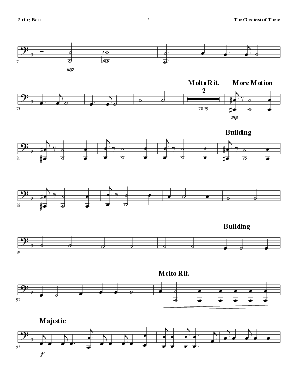 The Greatest of These (Choral Anthem SATB) String Bass (Lillenas Choral / Arr. David Clydesdale)