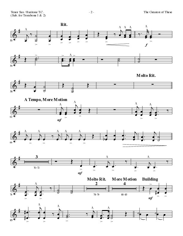 The Greatest of These (Choral Anthem SATB) Tenor Sax/Baritone T.C. (Lillenas Choral / Arr. David Clydesdale)