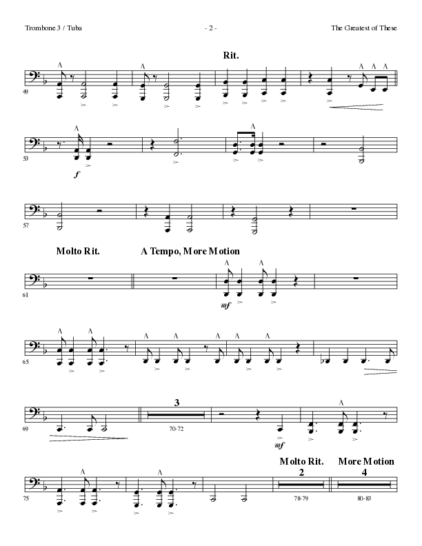 The Greatest of These (Choral Anthem SATB) Trombone 3/Tuba (Lillenas Choral / Arr. David Clydesdale)