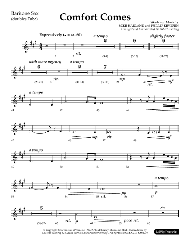 Comfort Comes (Choral Anthem SATB) Bari Sax (Lifeway Choral / Arr. Robert Sterling)