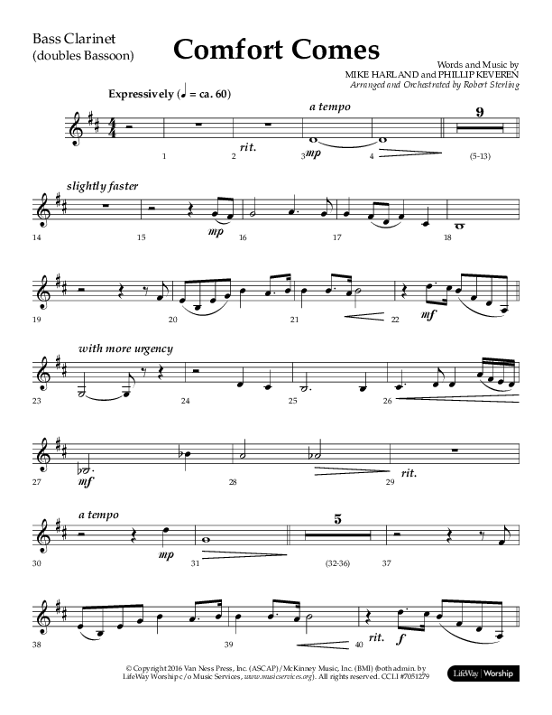 Comfort Comes (Choral Anthem SATB) Bass Clarinet (Lifeway Choral / Arr. Robert Sterling)
