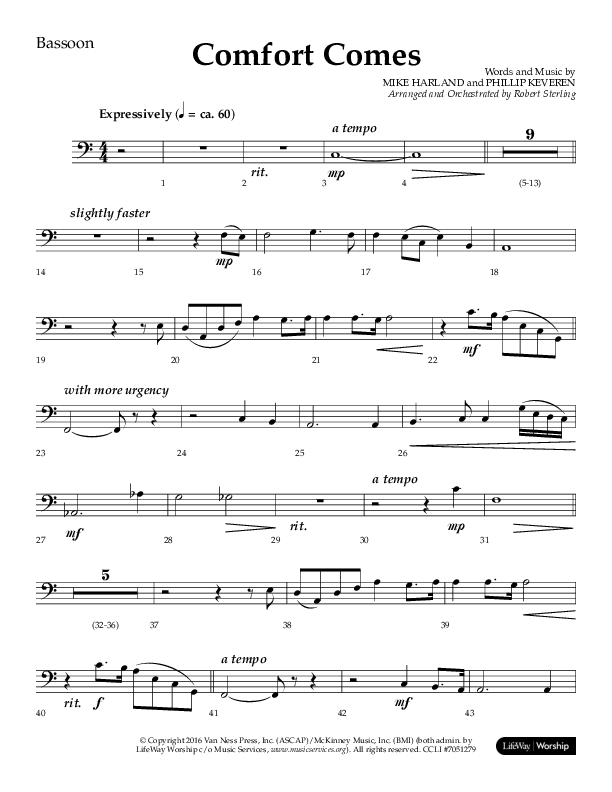 Comfort Comes (Choral Anthem SATB) Bassoon (Lifeway Choral / Arr. Robert Sterling)