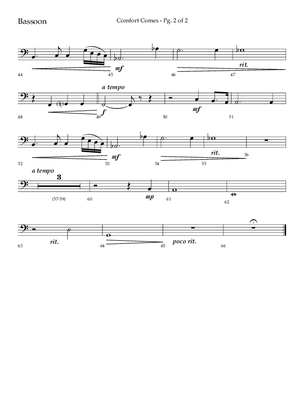 Comfort Comes (Choral Anthem SATB) Bassoon (Lifeway Choral / Arr. Robert Sterling)