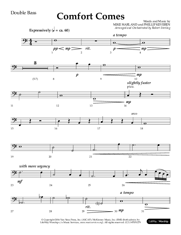 Comfort Comes (Choral Anthem SATB) Double Bass (Lifeway Choral / Arr. Robert Sterling)