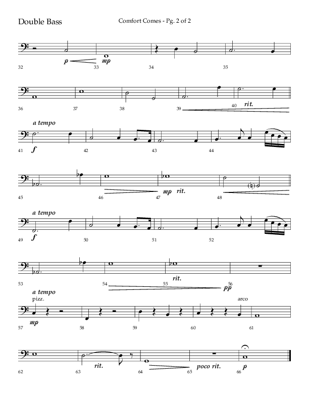 Comfort Comes (Choral Anthem SATB) Double Bass (Lifeway Choral / Arr. Robert Sterling)