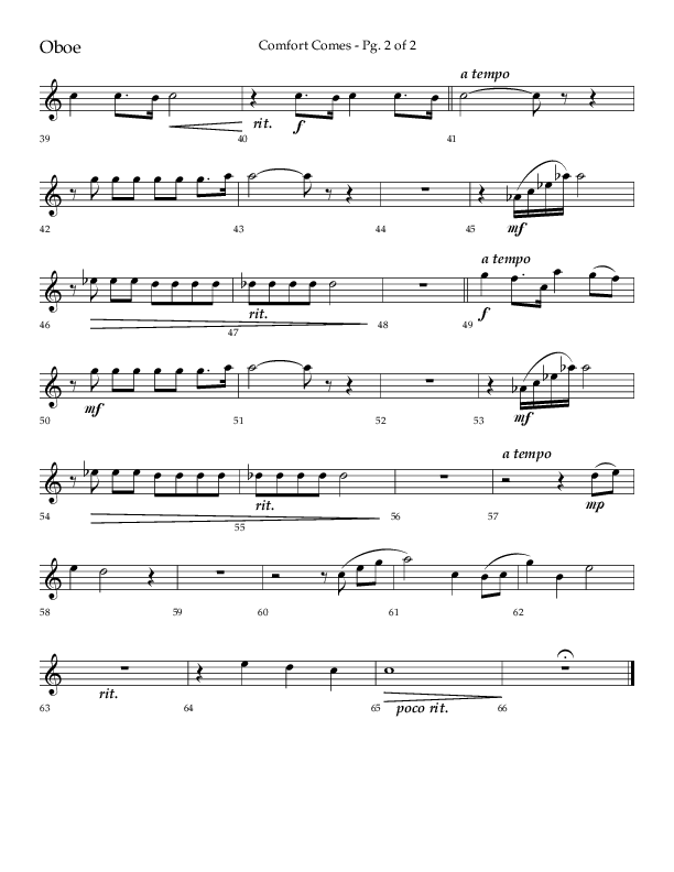 Comfort Comes (Choral Anthem SATB) Oboe (Lifeway Choral / Arr. Robert Sterling)