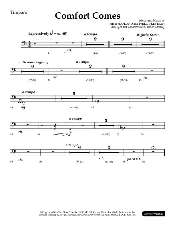 Comfort Comes (Choral Anthem SATB) Timpani (Lifeway Choral / Arr. Robert Sterling)