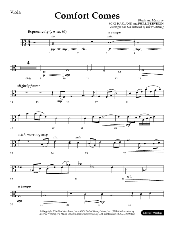 Comfort Comes (Choral Anthem SATB) Viola (Lifeway Choral / Arr. Robert Sterling)