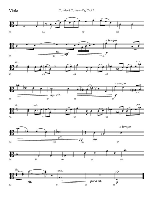 Comfort Comes (Choral Anthem SATB) Viola (Lifeway Choral / Arr. Robert Sterling)