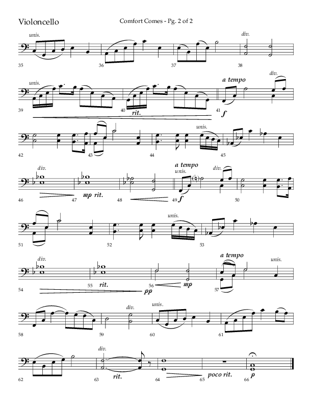 Comfort Comes (Choral Anthem SATB) Violincello (Lifeway Choral / Arr. Robert Sterling)