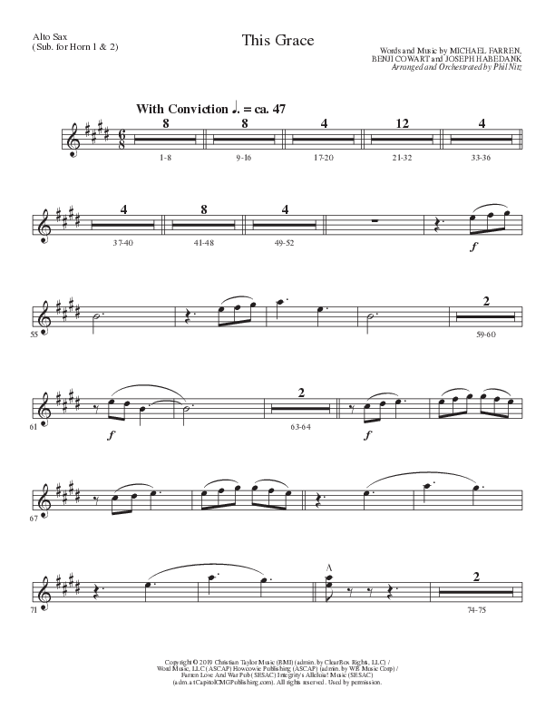 This Grace (Choral Anthem SATB) Alto Sax (Lillenas Choral / Arr. Phil Nitz)