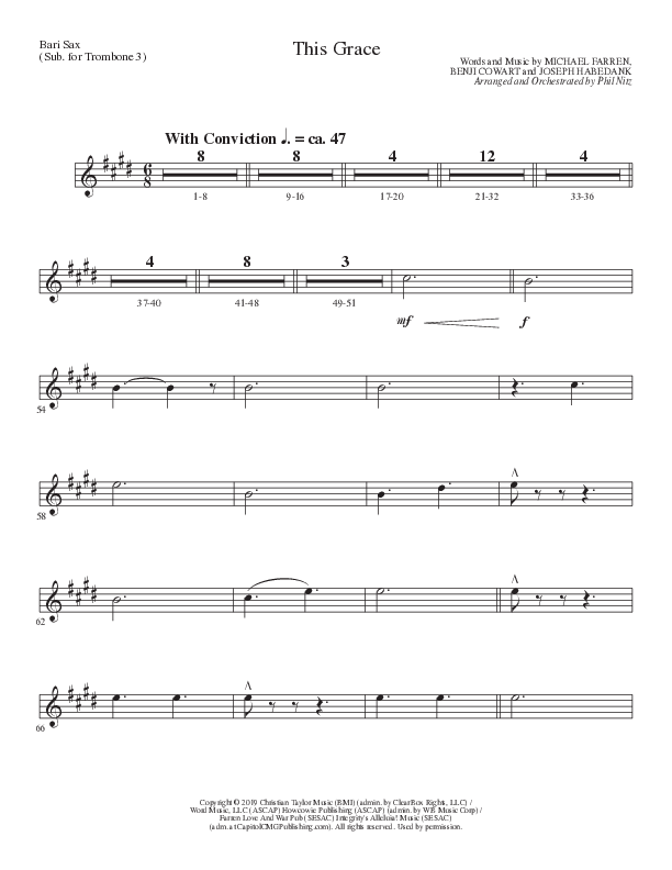This Grace (Choral Anthem SATB) Bari Sax (Lillenas Choral / Arr. Phil Nitz)