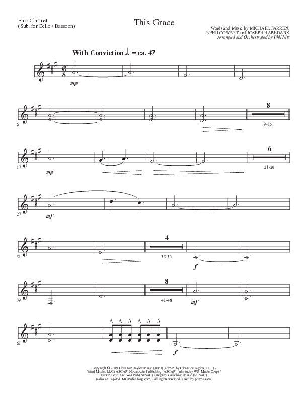 This Grace (Choral Anthem SATB) Bass Clarinet (Lillenas Choral / Arr. Phil Nitz)