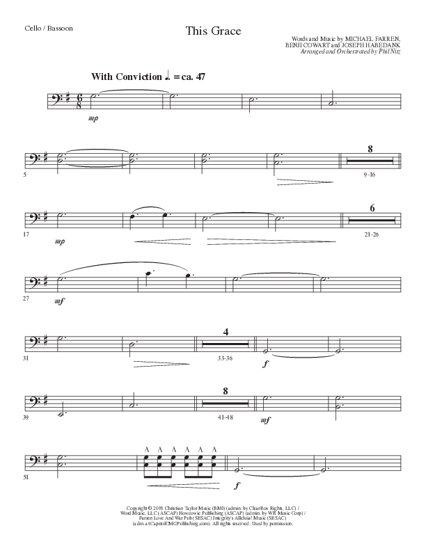 This Grace (Choral Anthem SATB) Cello (Lillenas Choral / Arr. Phil Nitz)