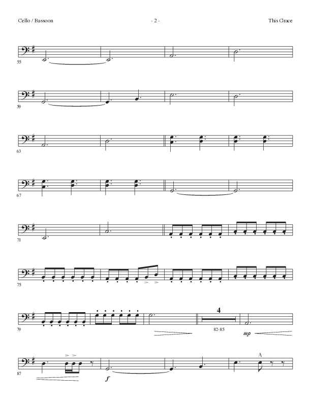 This Grace (Choral Anthem SATB) Cello (Lillenas Choral / Arr. Phil Nitz)