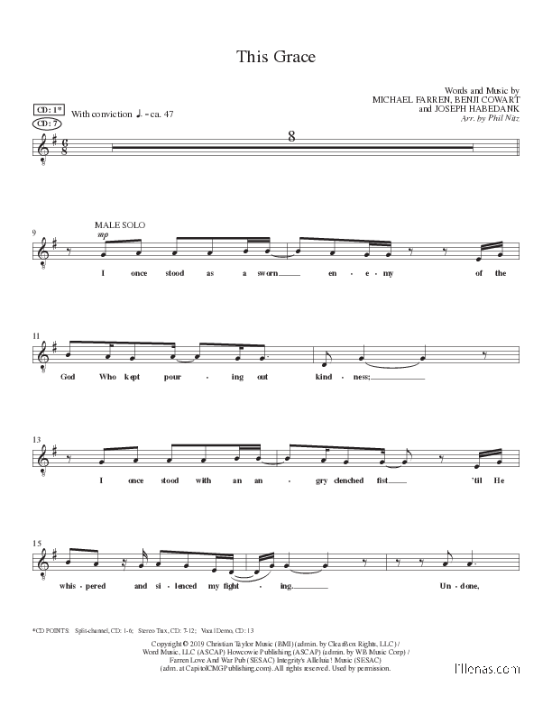 This Grace (Choral Anthem SATB) Choir Sheet (Lillenas Choral / Arr. Phil Nitz)