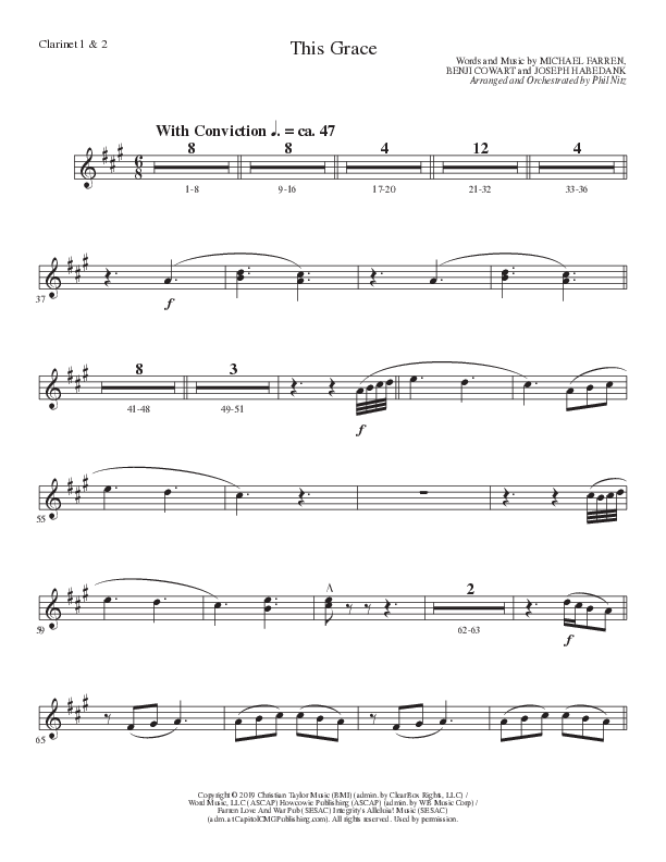 This Grace (Choral Anthem SATB) Clarinet 1/2 (Lillenas Choral / Arr. Phil Nitz)