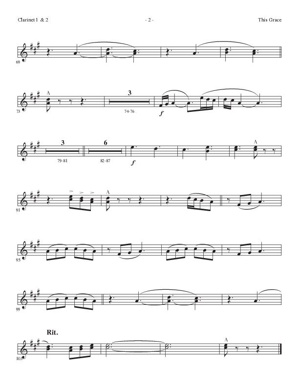 This Grace (Choral Anthem SATB) Clarinet 1/2 (Lillenas Choral / Arr. Phil Nitz)