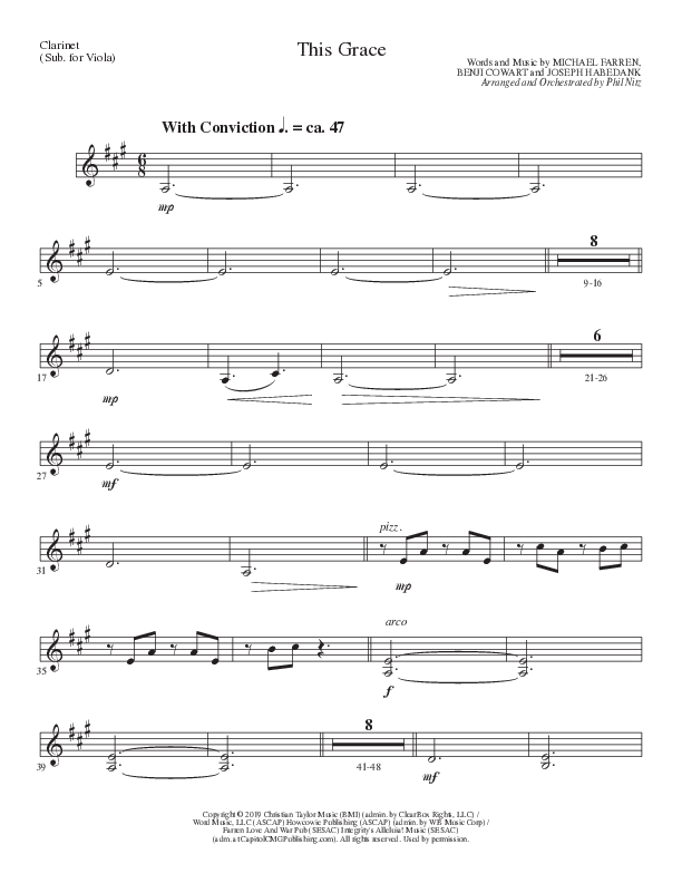 This Grace (Choral Anthem SATB) Clarinet (Lillenas Choral / Arr. Phil Nitz)
