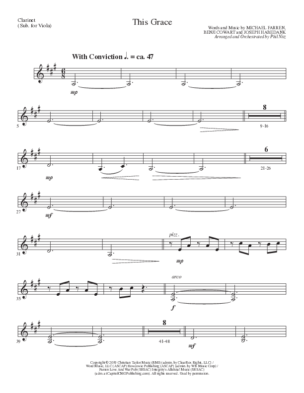 This Grace (Choral Anthem SATB) Clarinet (Lillenas Choral / Arr. Phil Nitz)