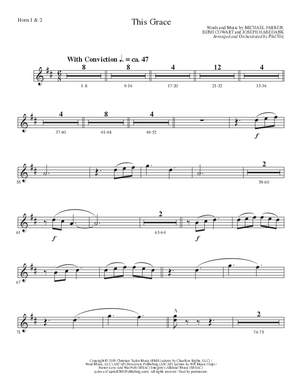 This Grace (Choral Anthem SATB) French Horn 1/2 (Lillenas Choral / Arr. Phil Nitz)
