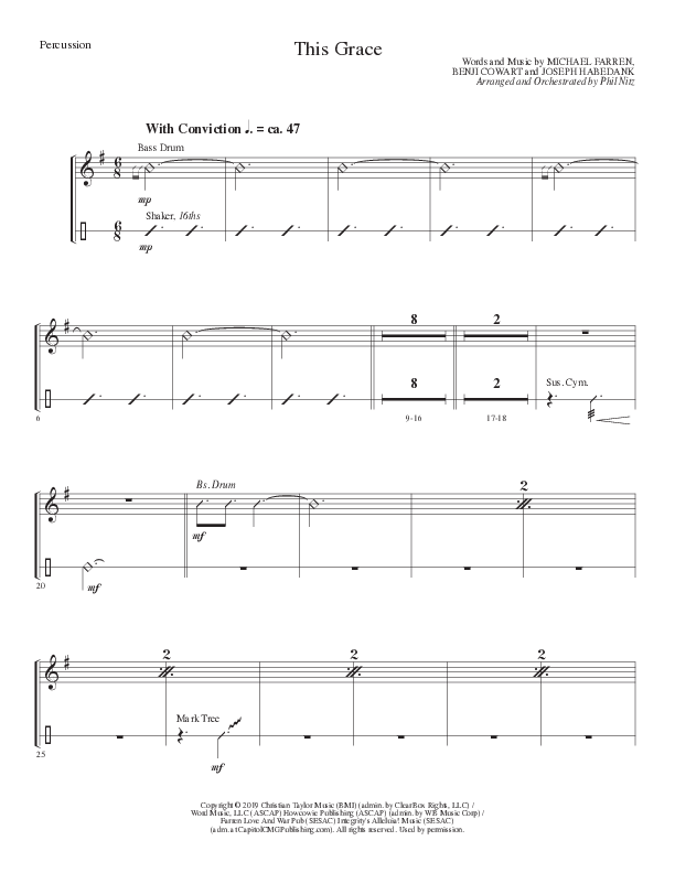 This Grace (Choral Anthem SATB) Percussion (Lillenas Choral / Arr. Phil Nitz)