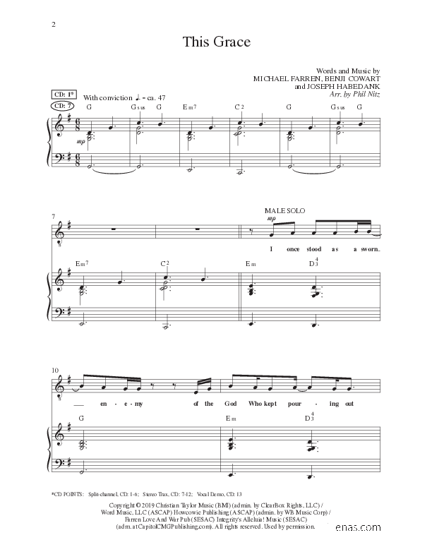 This Grace (Choral Anthem SATB) Anthem (SATB/Piano) (Lillenas Choral / Arr. Phil Nitz)