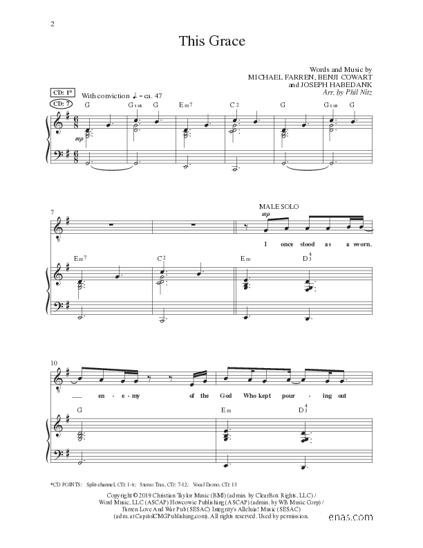 This Grace (Choral Anthem SATB) Anthem (SATB/Piano) (Lillenas Choral / Arr. Phil Nitz)