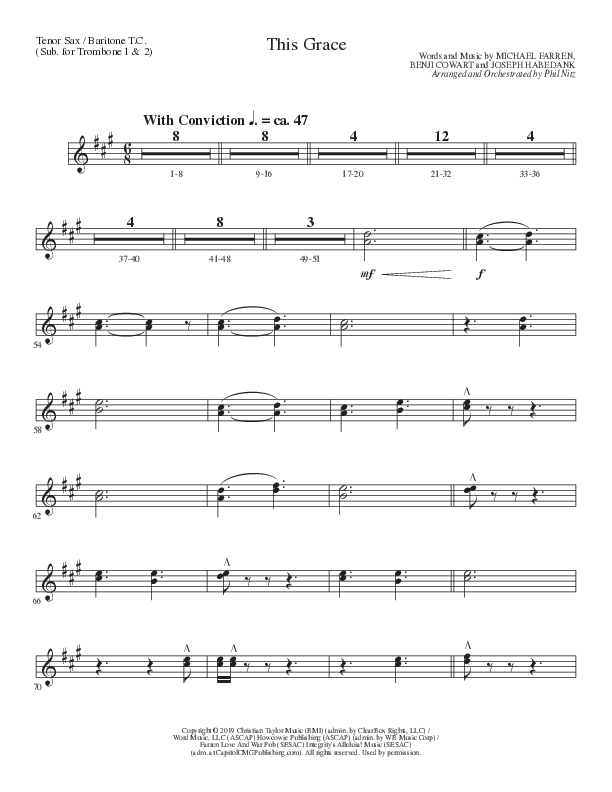 This Grace (Choral Anthem SATB) Tenor Sax/Baritone T.C. (Lillenas Choral / Arr. Phil Nitz)