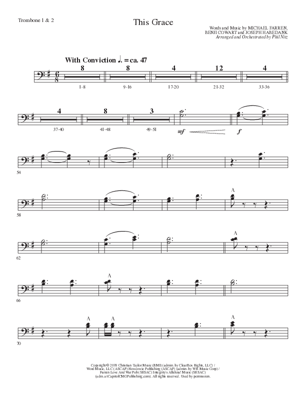 This Grace (Choral Anthem SATB) Trombone 1/2 (Lillenas Choral / Arr. Phil Nitz)