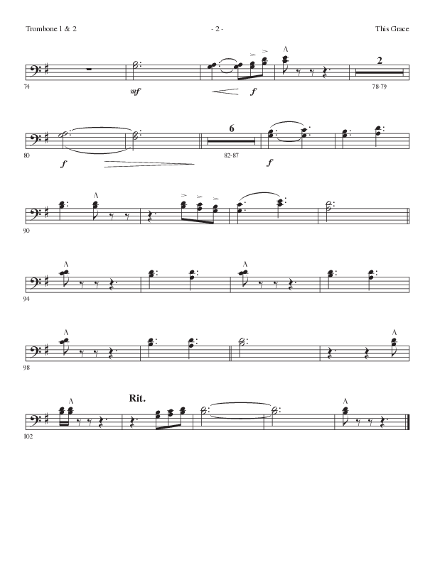 This Grace (Choral Anthem SATB) Trombone 1/2 (Lillenas Choral / Arr. Phil Nitz)