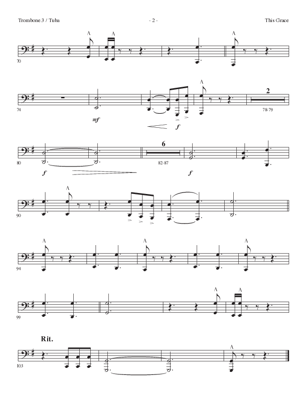 This Grace (Choral Anthem SATB) Trombone 3/Tuba (Lillenas Choral / Arr. Phil Nitz)
