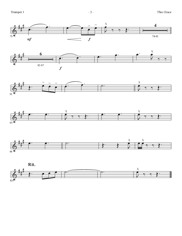 This Grace (Choral Anthem SATB) Trumpet 1 (Lillenas Choral / Arr. Phil Nitz)
