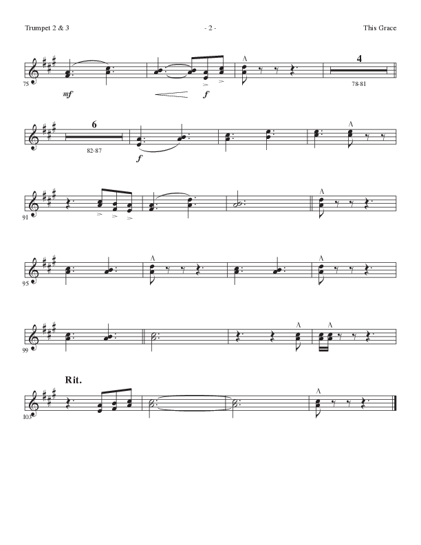 This Grace (Choral Anthem SATB) Trumpet 2/3 (Lillenas Choral / Arr. Phil Nitz)