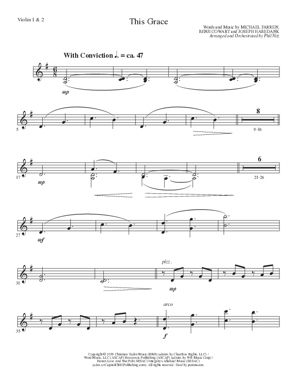 This Grace (Choral Anthem SATB) Violin 1/2 (Lillenas Choral / Arr. Phil Nitz)