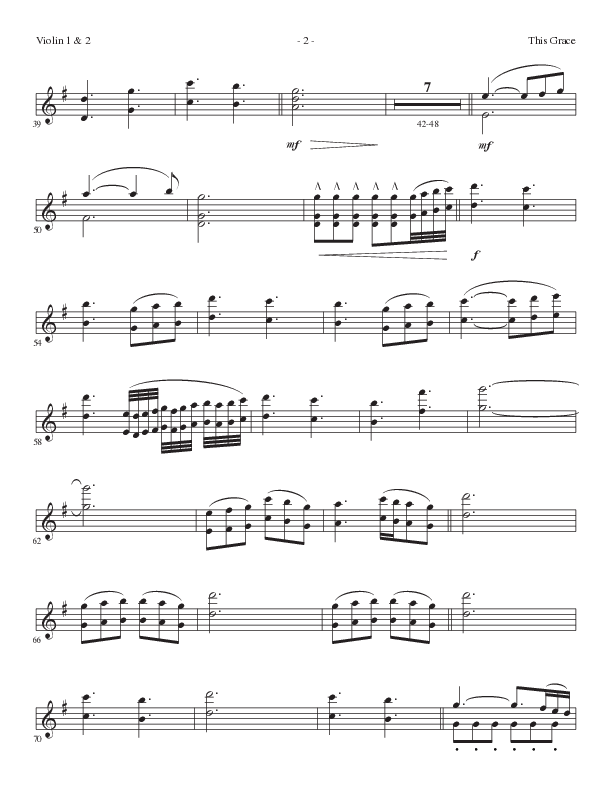 This Grace (Choral Anthem SATB) Violin 1/2 (Lillenas Choral / Arr. Phil Nitz)