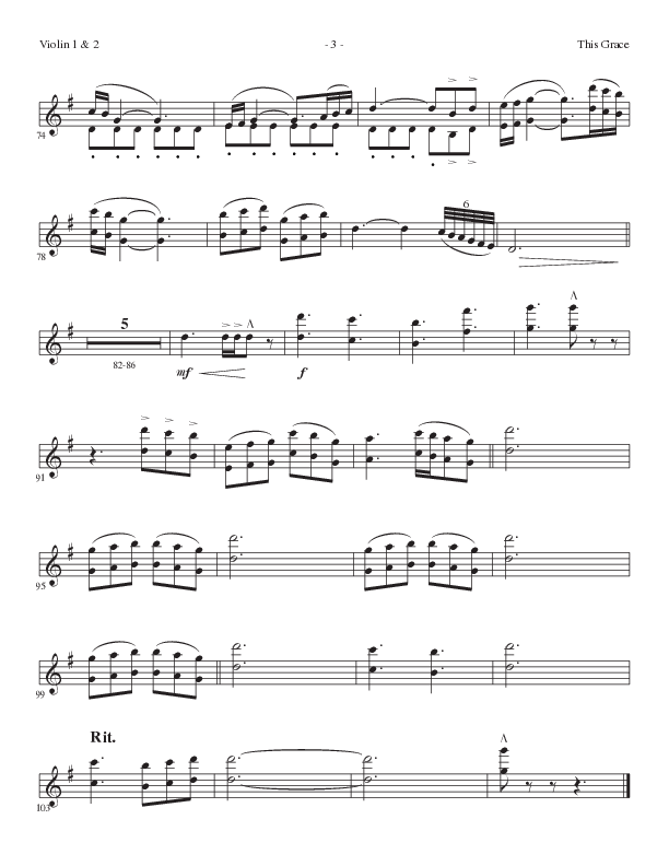 This Grace (Choral Anthem SATB) Violin 1/2 (Lillenas Choral / Arr. Phil Nitz)