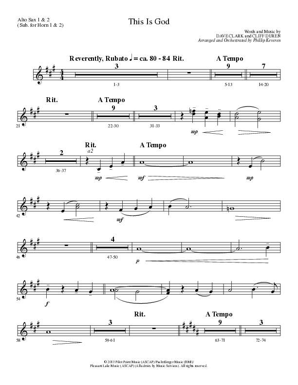 This Is God (Choral Anthem SATB) Alto Sax 1/2 (Lillenas Choral / Arr. Phillip Keveren)