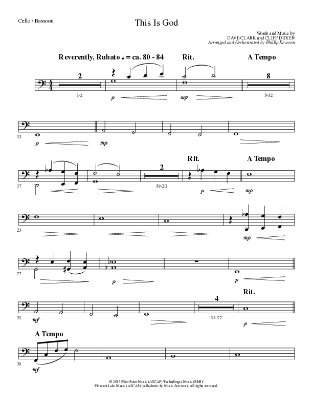 This Is God (Choral Anthem SATB) Cello (Lillenas Choral / Arr. Phillip Keveren)