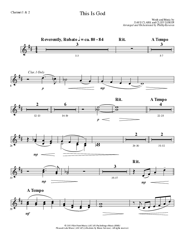This Is God (Choral Anthem SATB) Clarinet 1/2 (Lillenas Choral / Arr. Phillip Keveren)