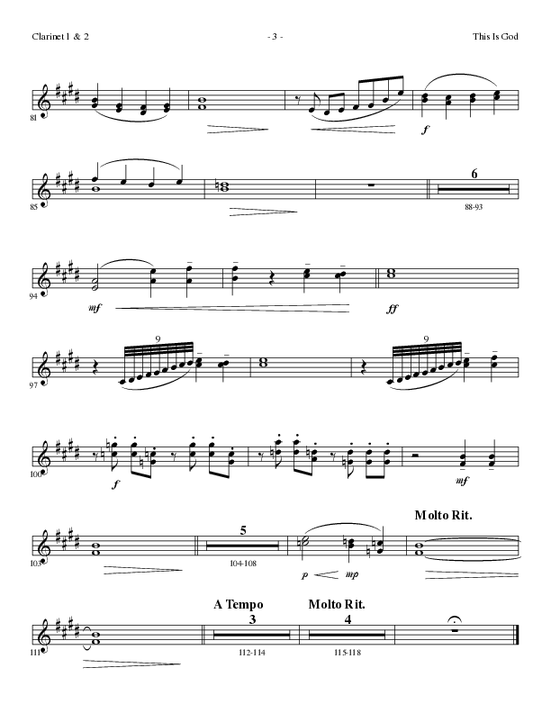 This Is God (Choral Anthem SATB) Clarinet 1/2 (Lillenas Choral / Arr. Phillip Keveren)